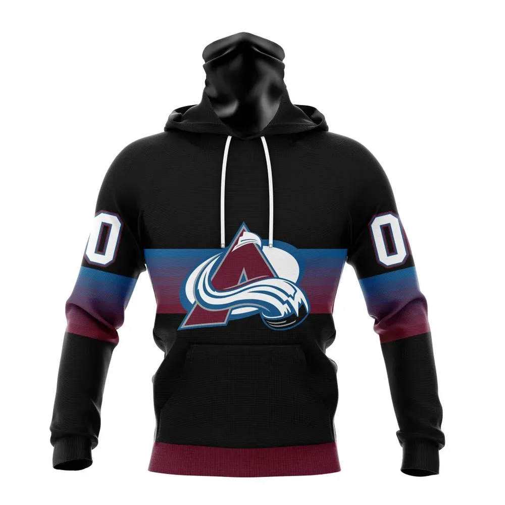 NHL Colorado Avalanche Special Black And Gradient Design St2301 Mask Hoodie