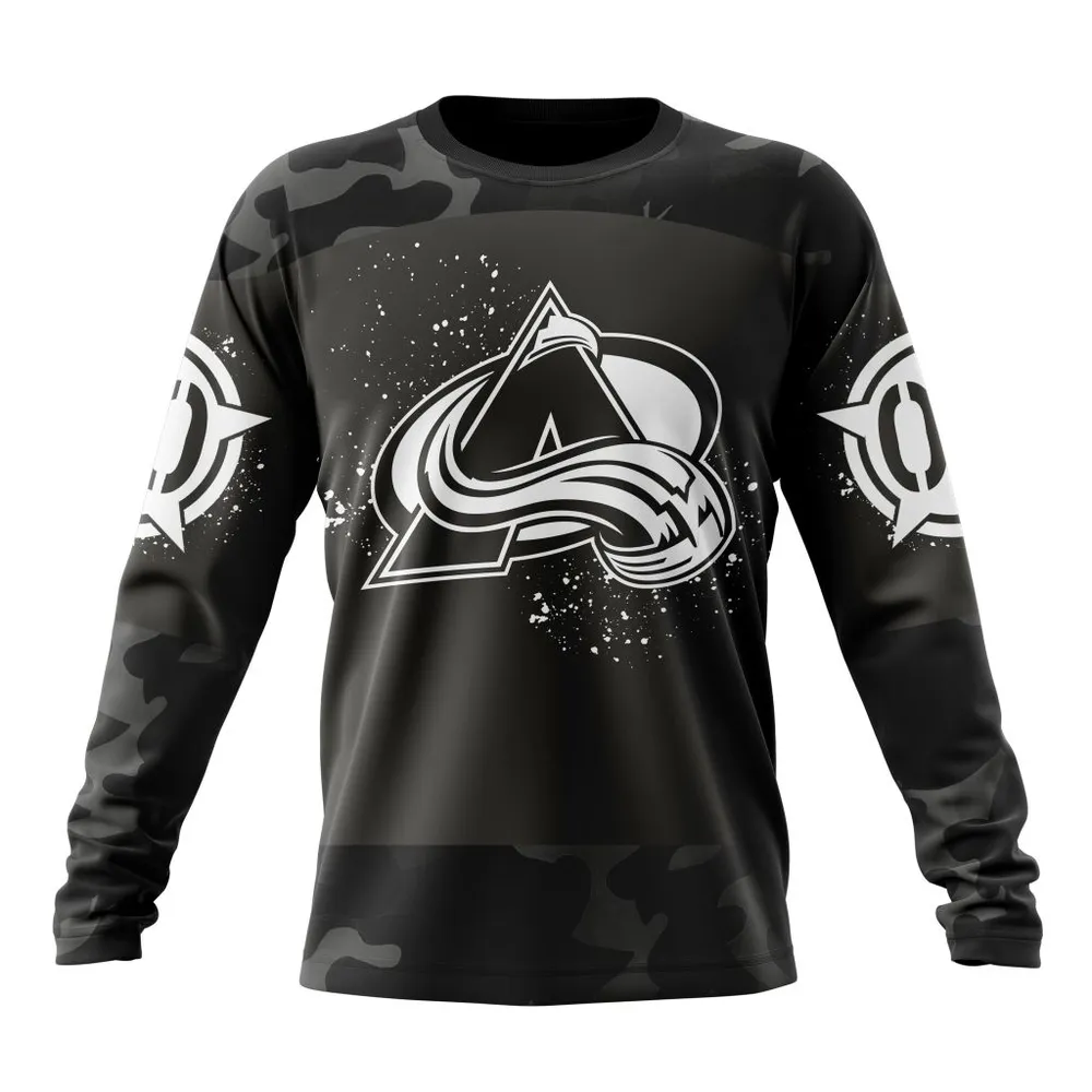 NHL Colorado Avalanche Special Black Camo Design For Veterans Day St2304 Long Sleeved Sweatshirt 