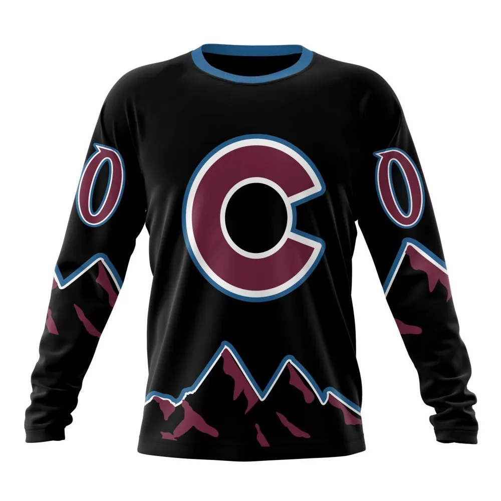 NHL Colorado Avalanche Special Blackout Design St2401 Long Sleeved Sweatshirt 