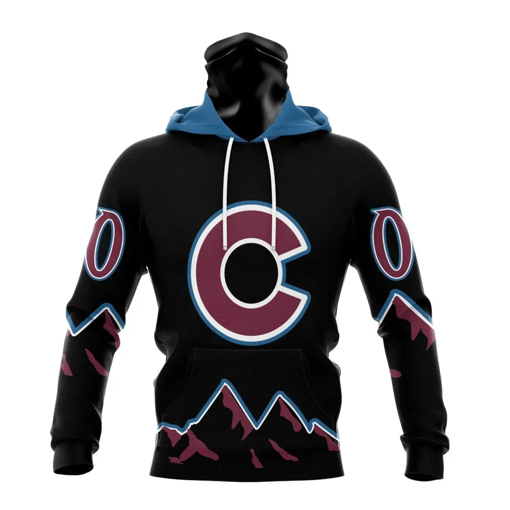 NHL Colorado Avalanche Special Blackout Design St2401 Mask Hoodie