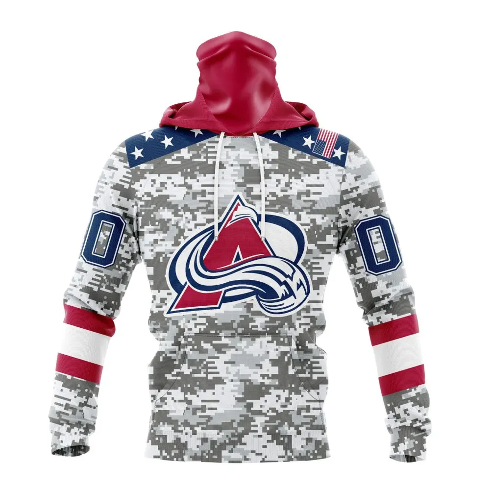 NHL Colorado Avalanche Special Camo Design For Veterans Day St2301 Mask Hoodie