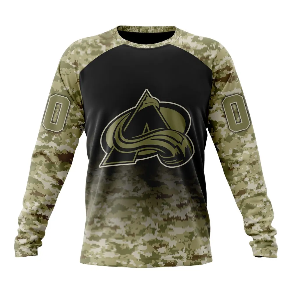 NHL Colorado Avalanche Special Camo Design For Veterans Day St2302 Long Sleeved Sweatshirt 