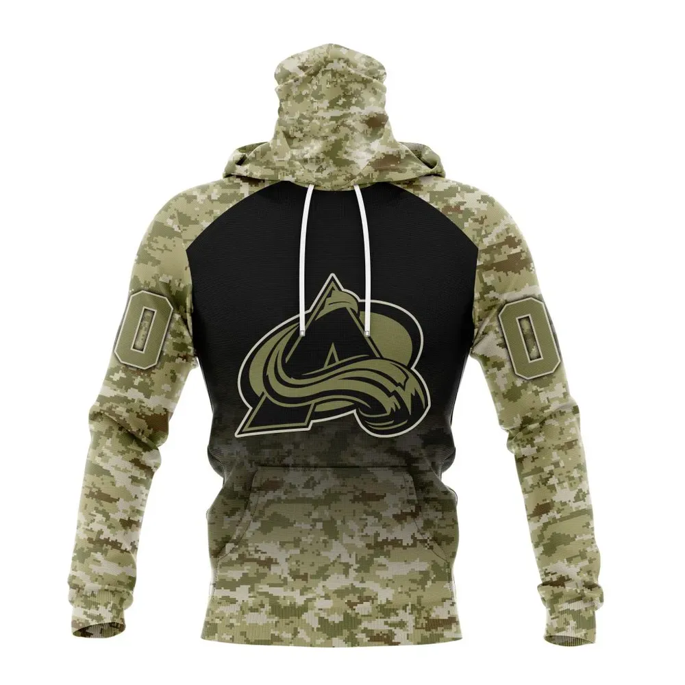 NHL Colorado Avalanche Special Camo Design For Veterans Day St2302 Mask Hoodie