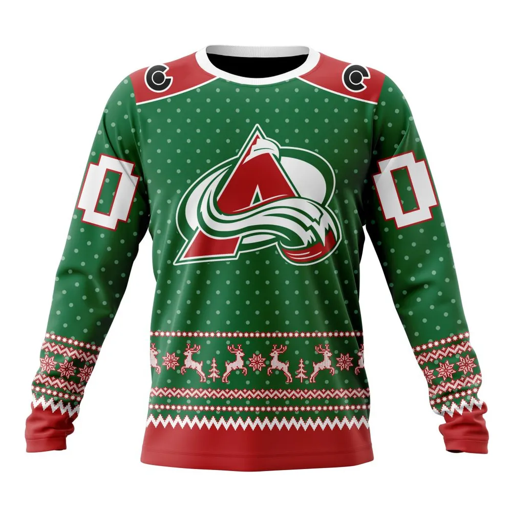 NHL Colorado Avalanche Special Christmas Apparel St2201 Long Sleeved Sweatshirt 