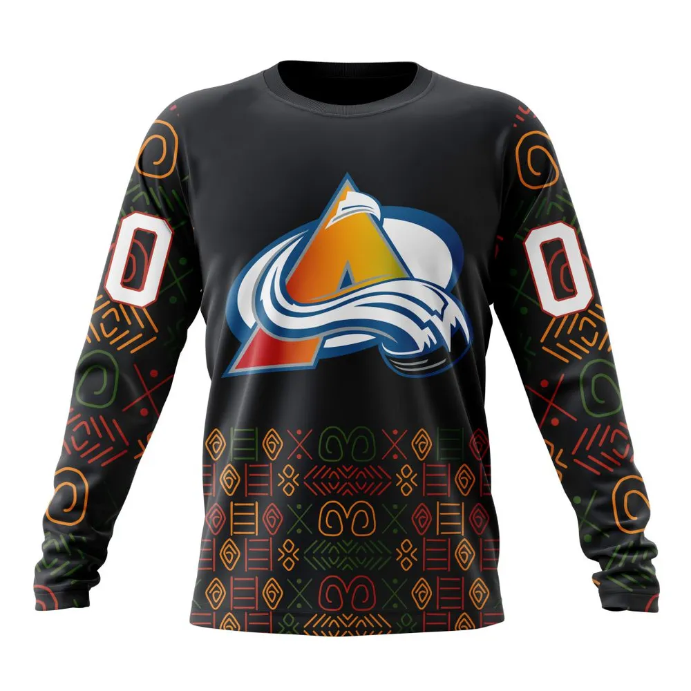 NHL Colorado Avalanche Special Design For Black History Month St2401 Long Sleeved Sweatshirt 