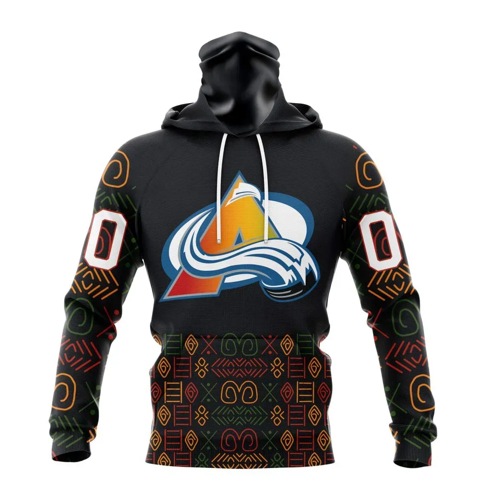 NHL Colorado Avalanche Special Design For Black History Month St2401 Mask Hoodie