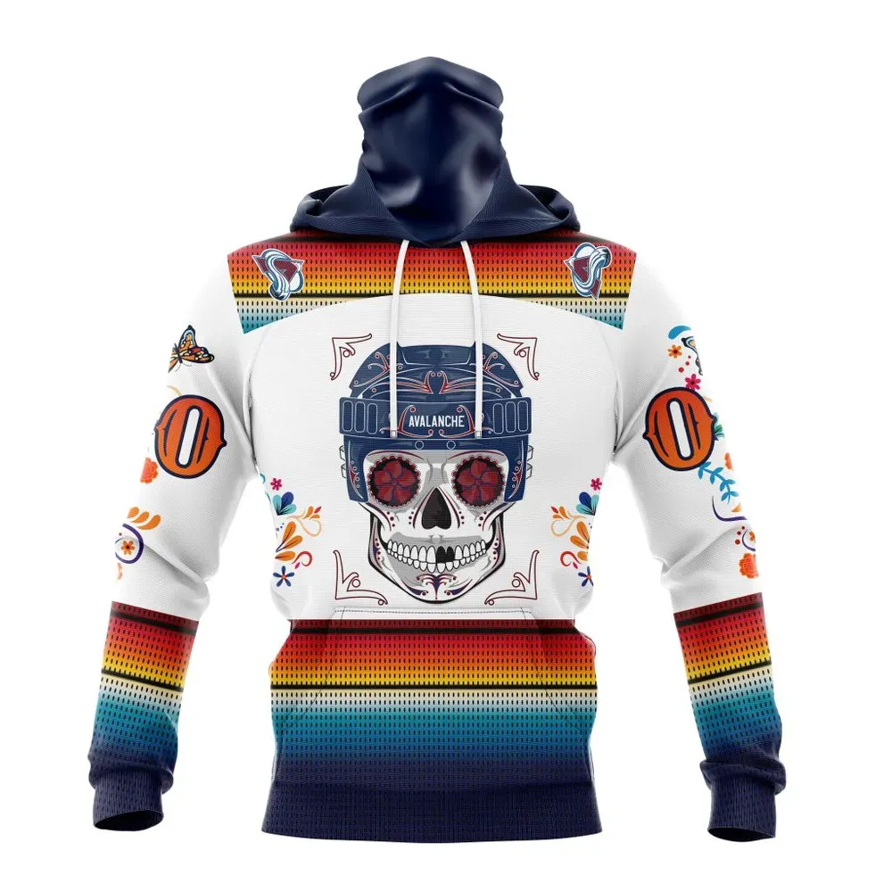 NHL Colorado Avalanche Special Design For Dia De Los Muertos St2301 Mask Hoodie