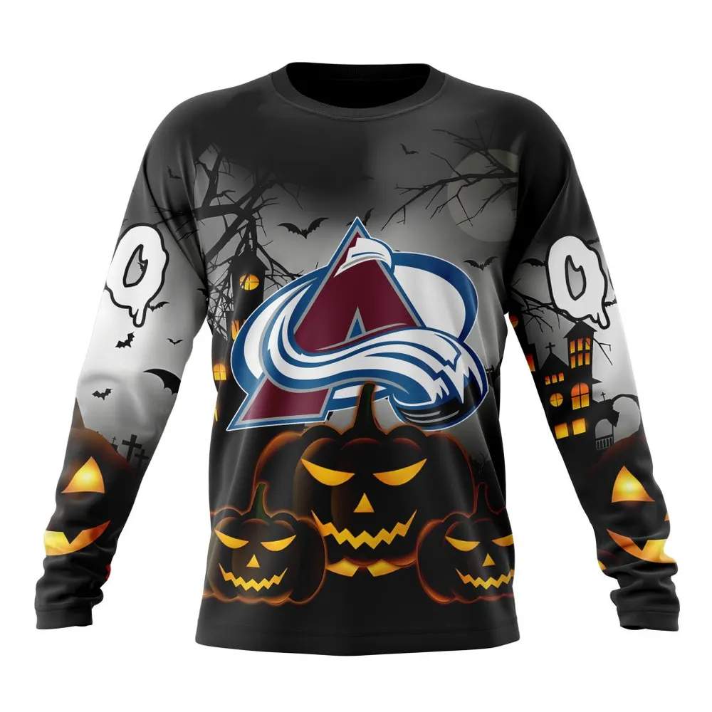 NHL Colorado Avalanche Special Design For Halloween St2302 Long Sleeved Sweatshirt 