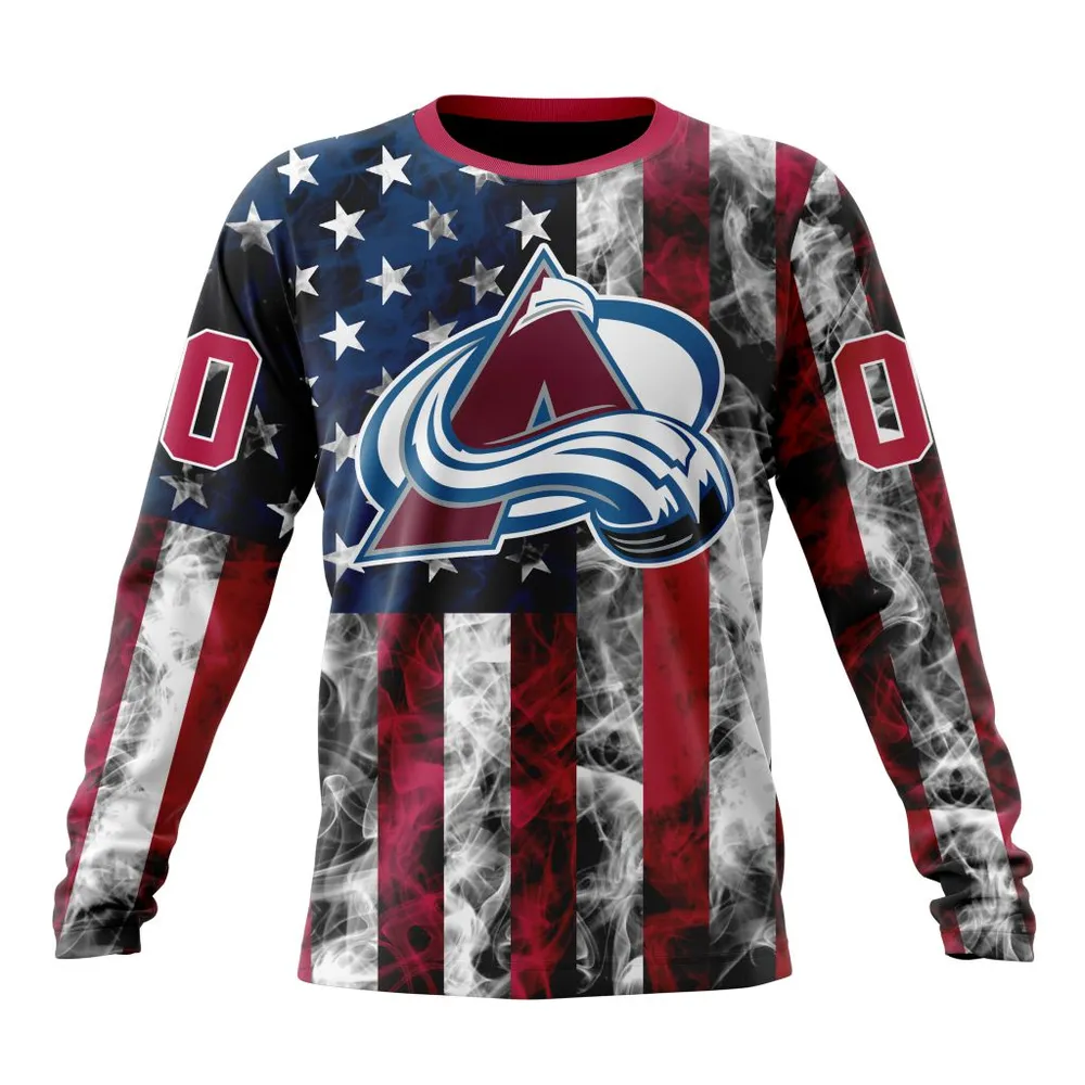 NHL Colorado Avalanche Special Design For Independence Day The Fourth Of July St2401 Long Sleeved Sweatshirt 