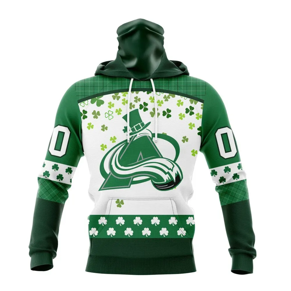 NHL Colorado Avalanche Special Design For St. Patrick Day St2401 Mask Hoodie