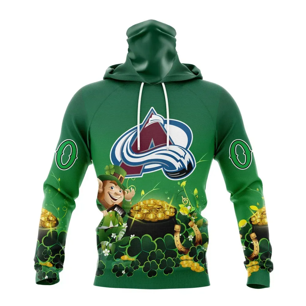 NHL Colorado Avalanche Special Design For St. Patrickâ€™S Day St2403 Mask Hoodie