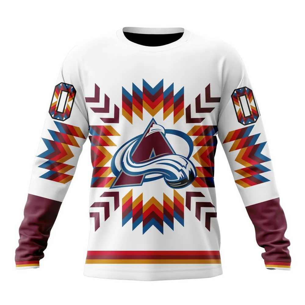 NHL Colorado Avalanche Special Design With Native Pattern St2302 Long Sleeved Sweatshirt 