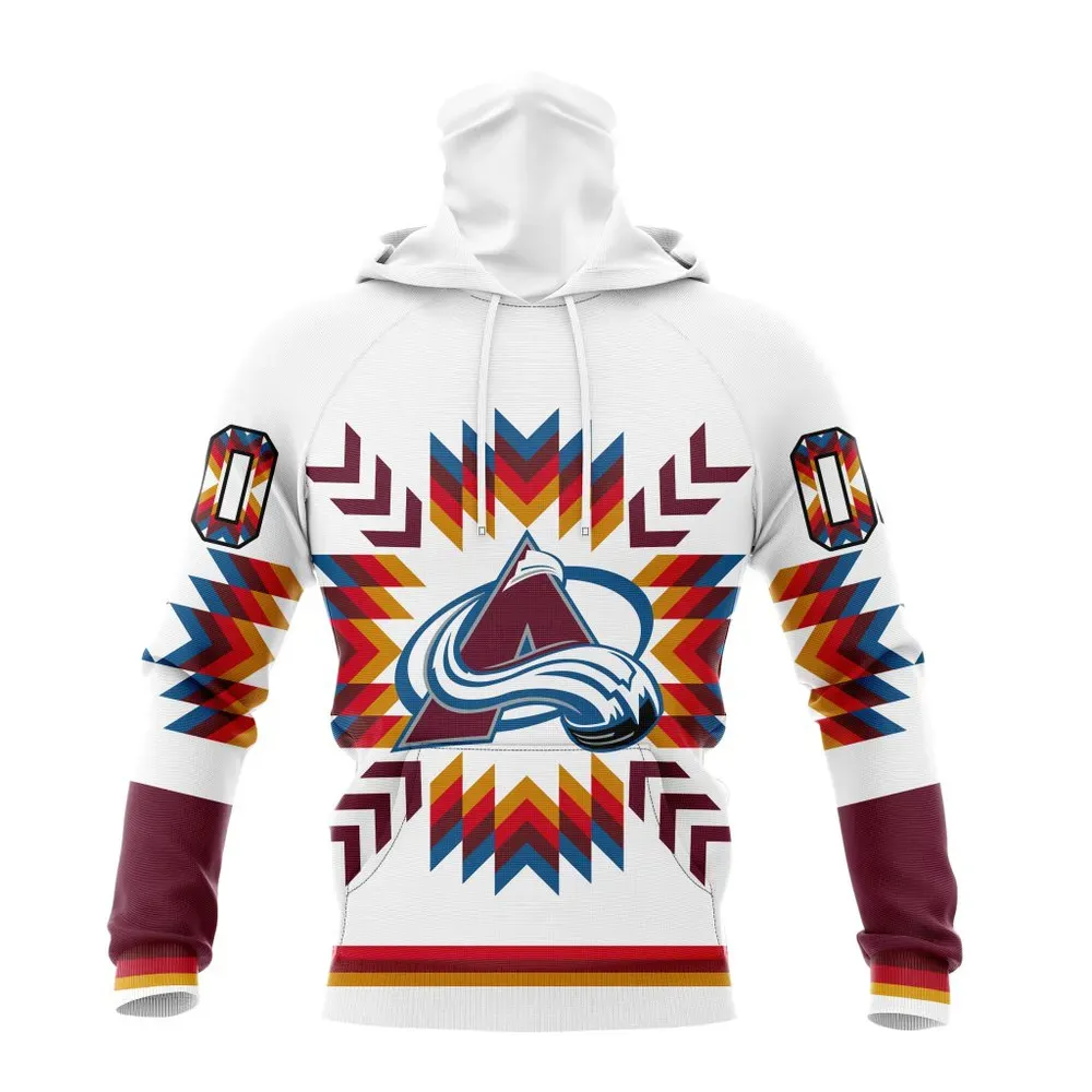 NHL Colorado Avalanche Special Design With Native Pattern St2302 Mask Hoodie