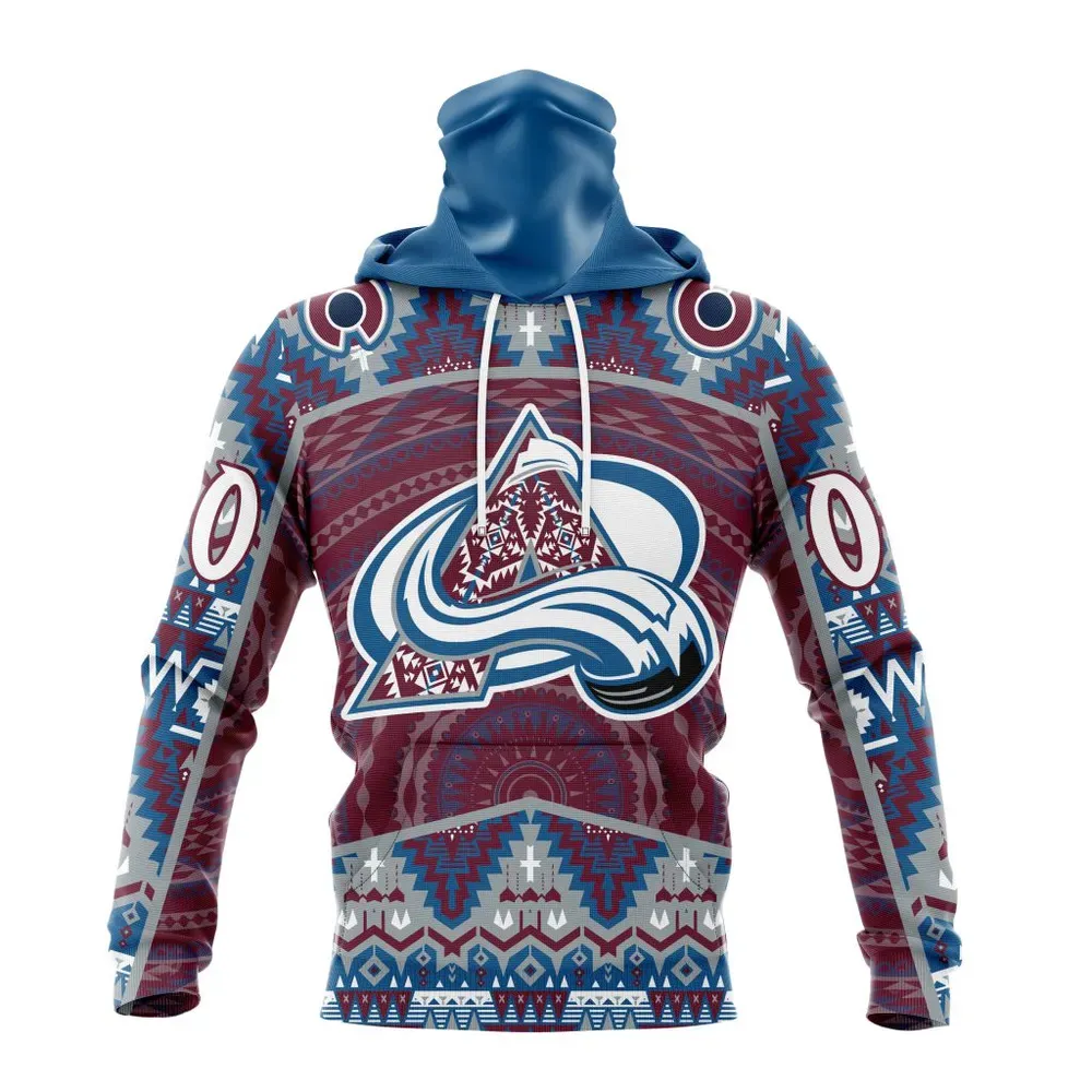 NHL Colorado Avalanche Special Design With Native Pattern St2303 Mask Hoodie