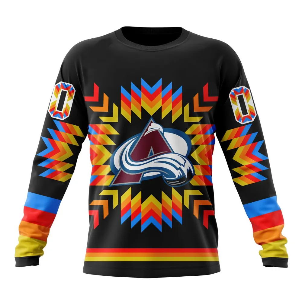 NHL Colorado Avalanche Special Design With Native Pattern St2306 Long Sleeved Sweatshirt 