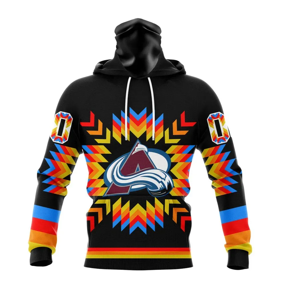 NHL Colorado Avalanche Special Design With Native Pattern St2306 Mask Hoodie