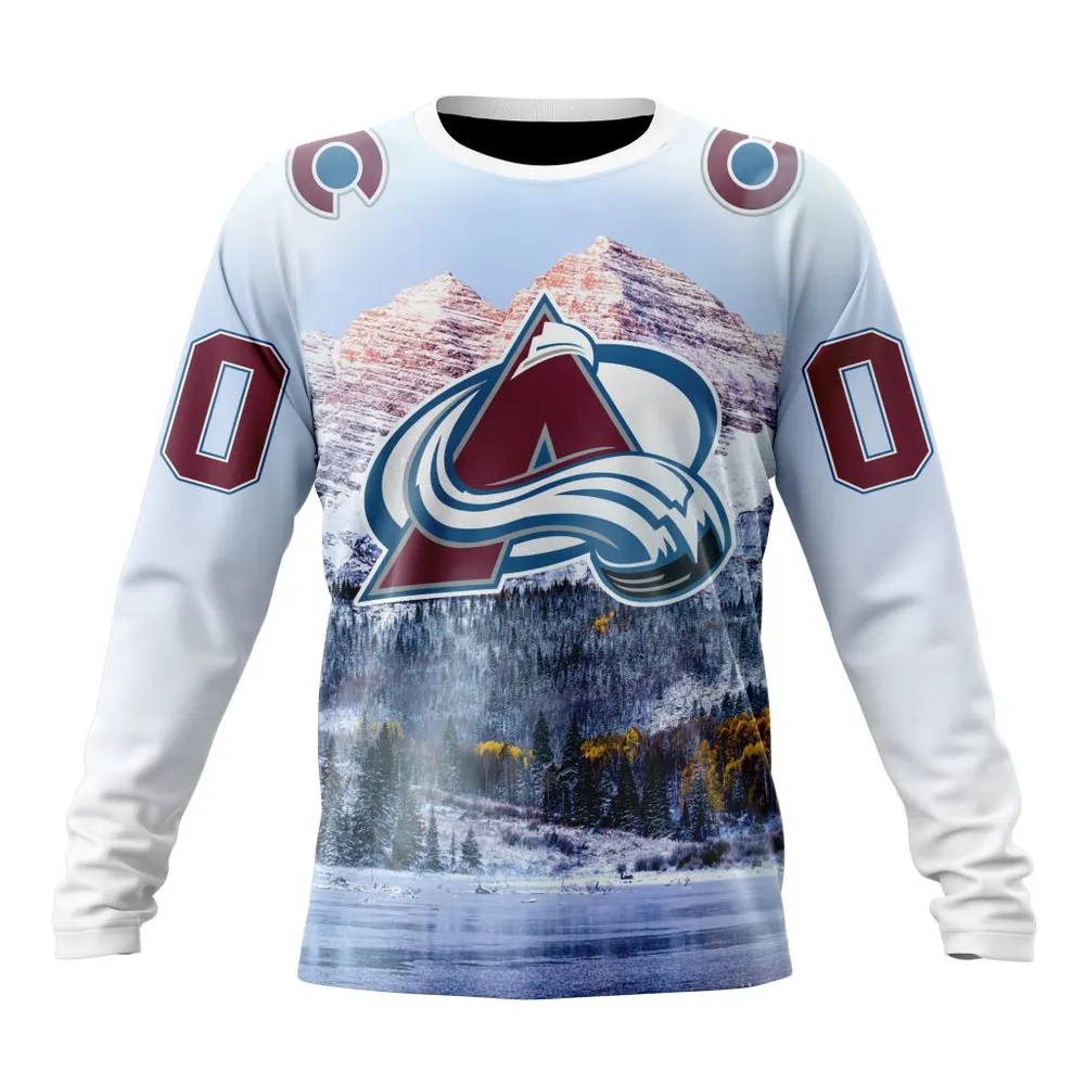 NHL Colorado Avalanche Special Design With Rocky Mountain St2301 Long Sleeved Sweatshirt 