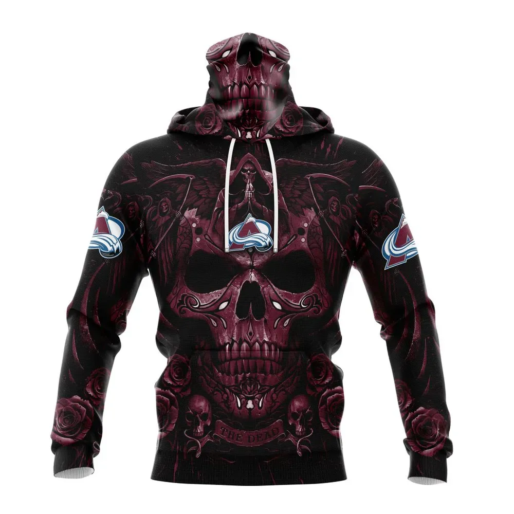 NHL Colorado Avalanche Special Design With Skull Art St2203 Mask Hoodie