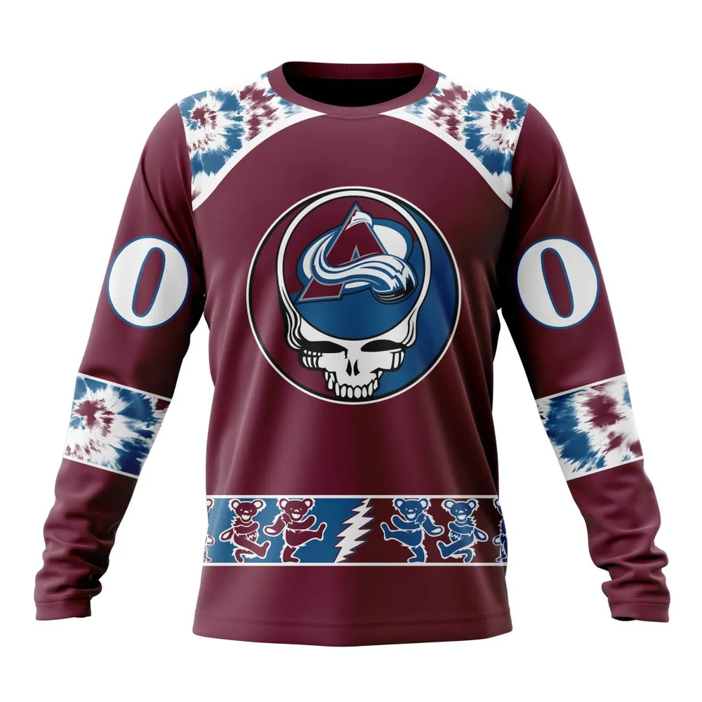 NHL Colorado Avalanche Special Grateful Dead Design St2301 Long Sleeved Sweatshirt 