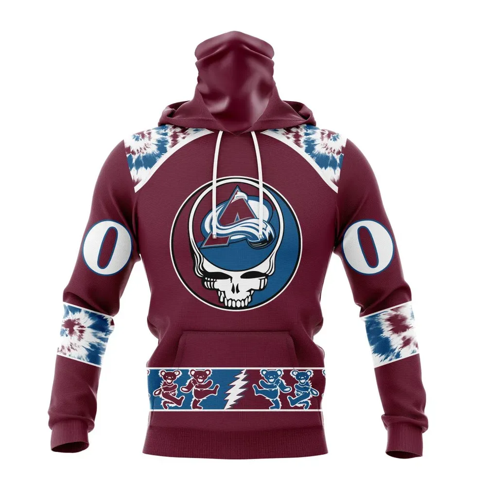 NHL Colorado Avalanche Special Grateful Dead Design St2301 Mask Hoodie