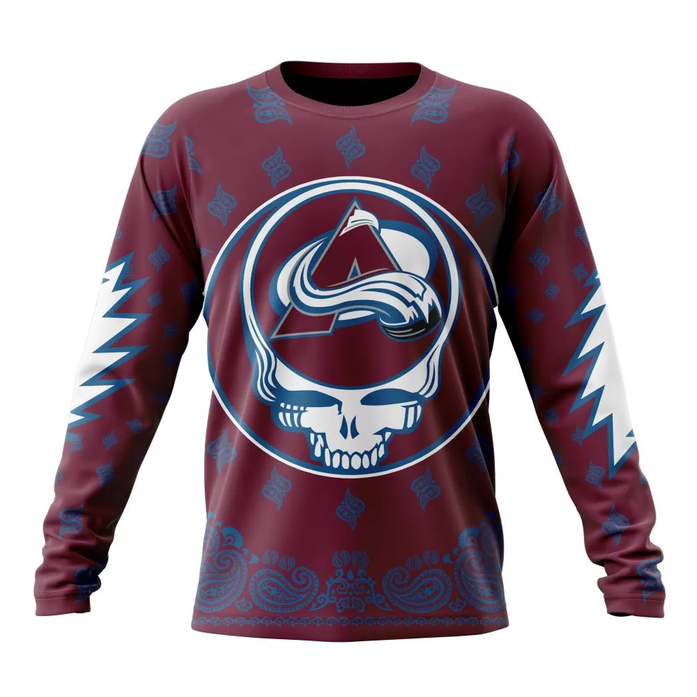 NHL Colorado Avalanche Special Grateful Dead Design St2303 Long Sleeved Sweatshirt 