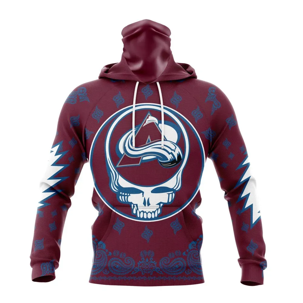 NHL Colorado Avalanche Special Grateful Dead Design St2303 Mask Hoodie