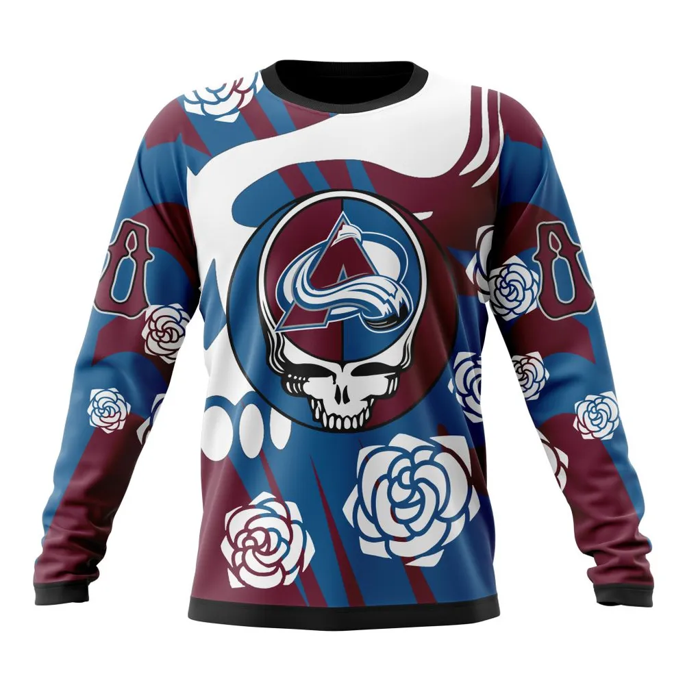 NHL Colorado Avalanche Special Grateful Dead Design St2305 Long Sleeved Sweatshirt 