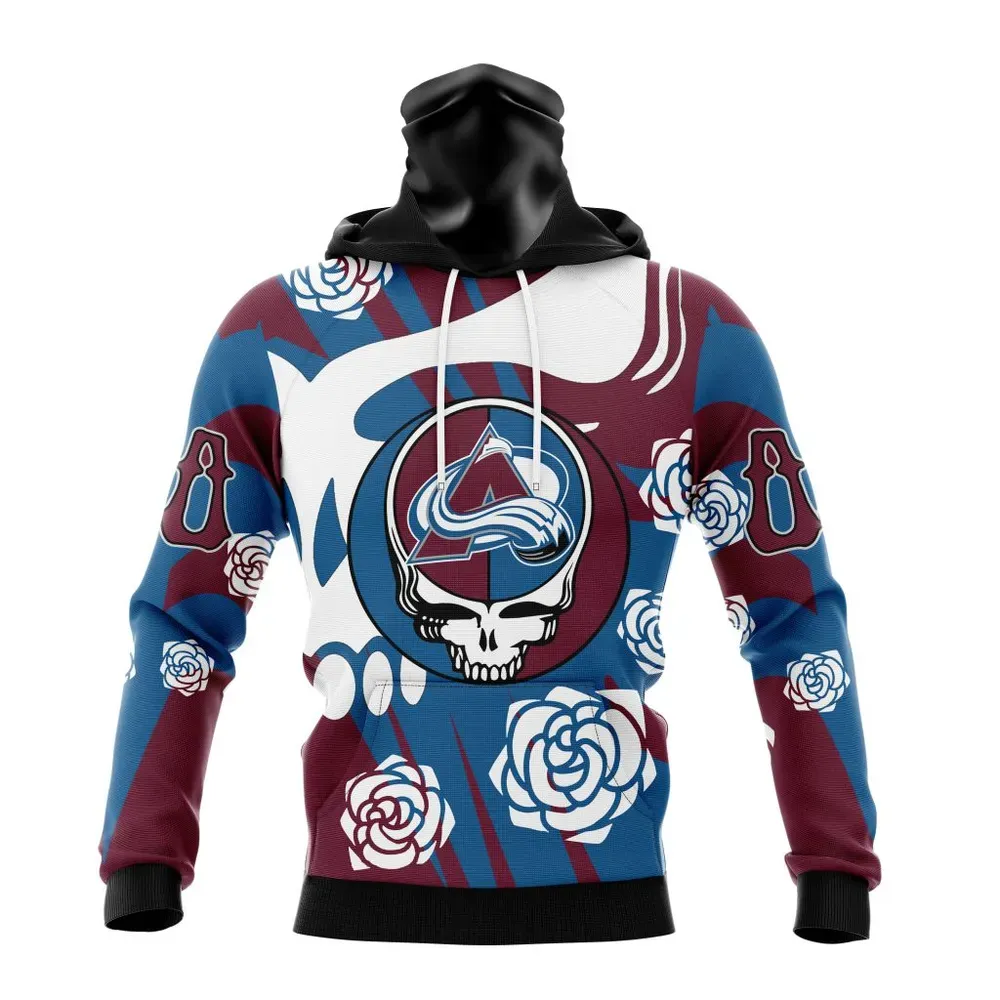 NHL Colorado Avalanche Special Grateful Dead Design St2305 Mask Hoodie