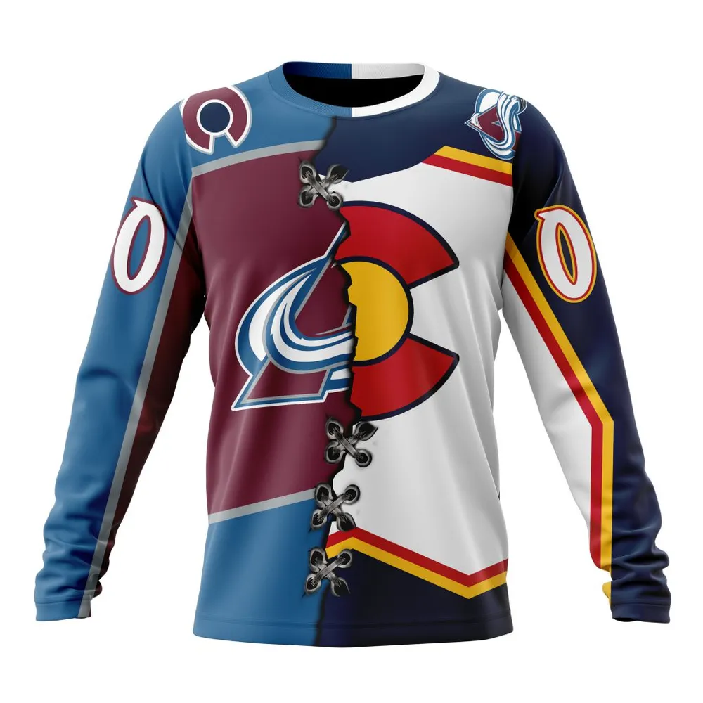 NHL Colorado Avalanche Special Home Mix Reverse Retro Personalized Kits Long Sleeved Sweatshirt 