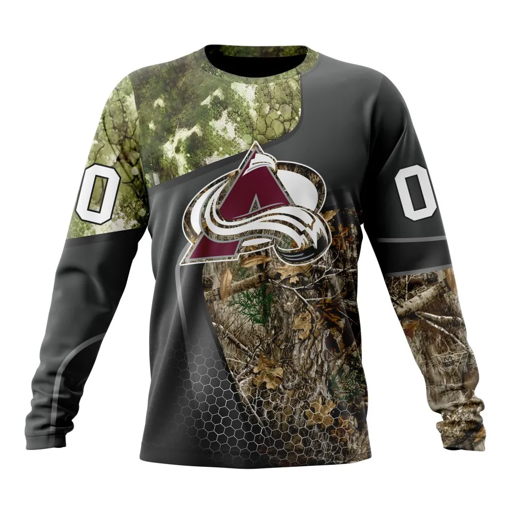 NHL Colorado Avalanche Special Hunting Camo Design St2302 Long Sleeved Sweatshirt 