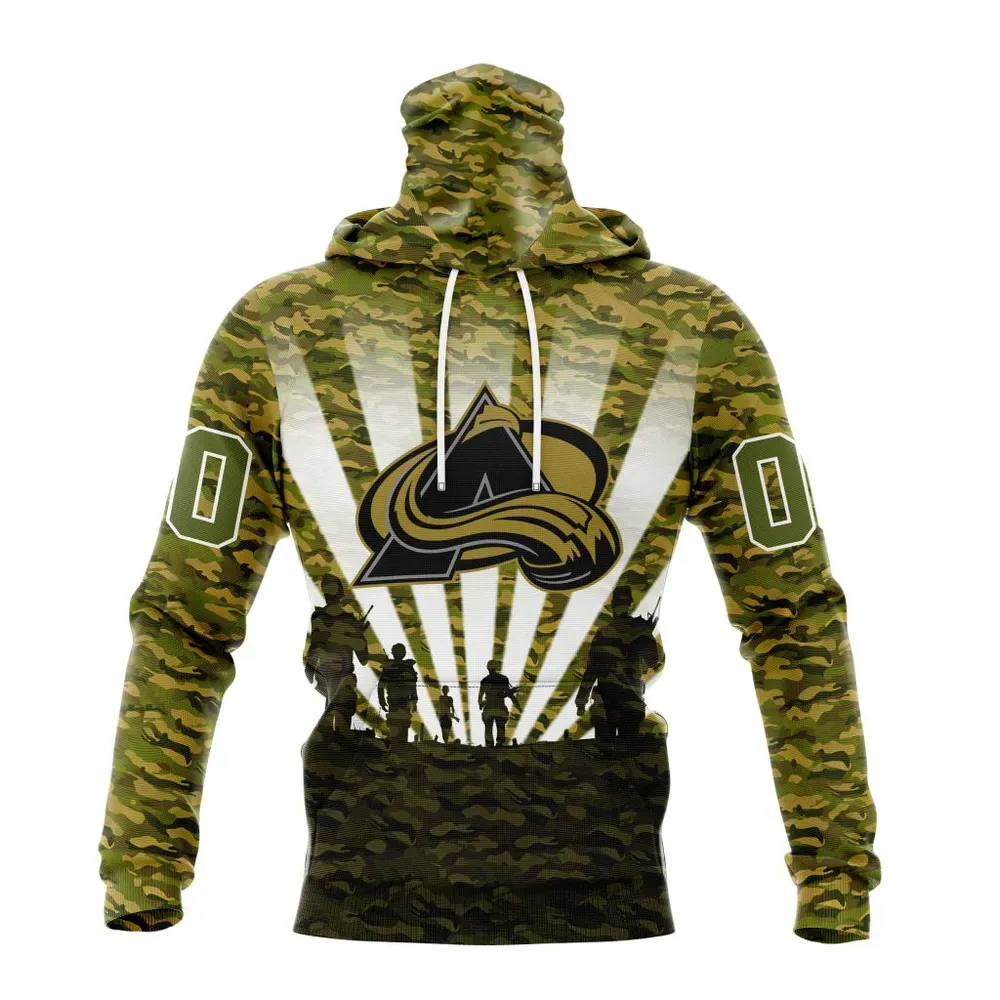 NHL Colorado Avalanche Special Military Camo Kits For Veterans Day And Rememberance Day St2201 Mask Hoodie