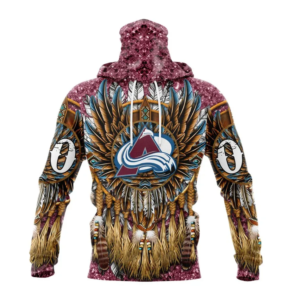 NHL Colorado Avalanche Special Native Costume Design St2201 Mask Hoodie