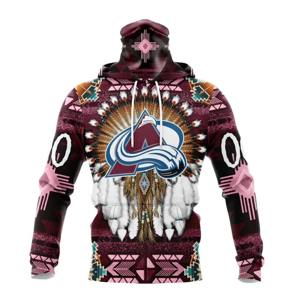 NHL Colorado Avalanche Special Native Costume Design St2202 Mask Hoodie