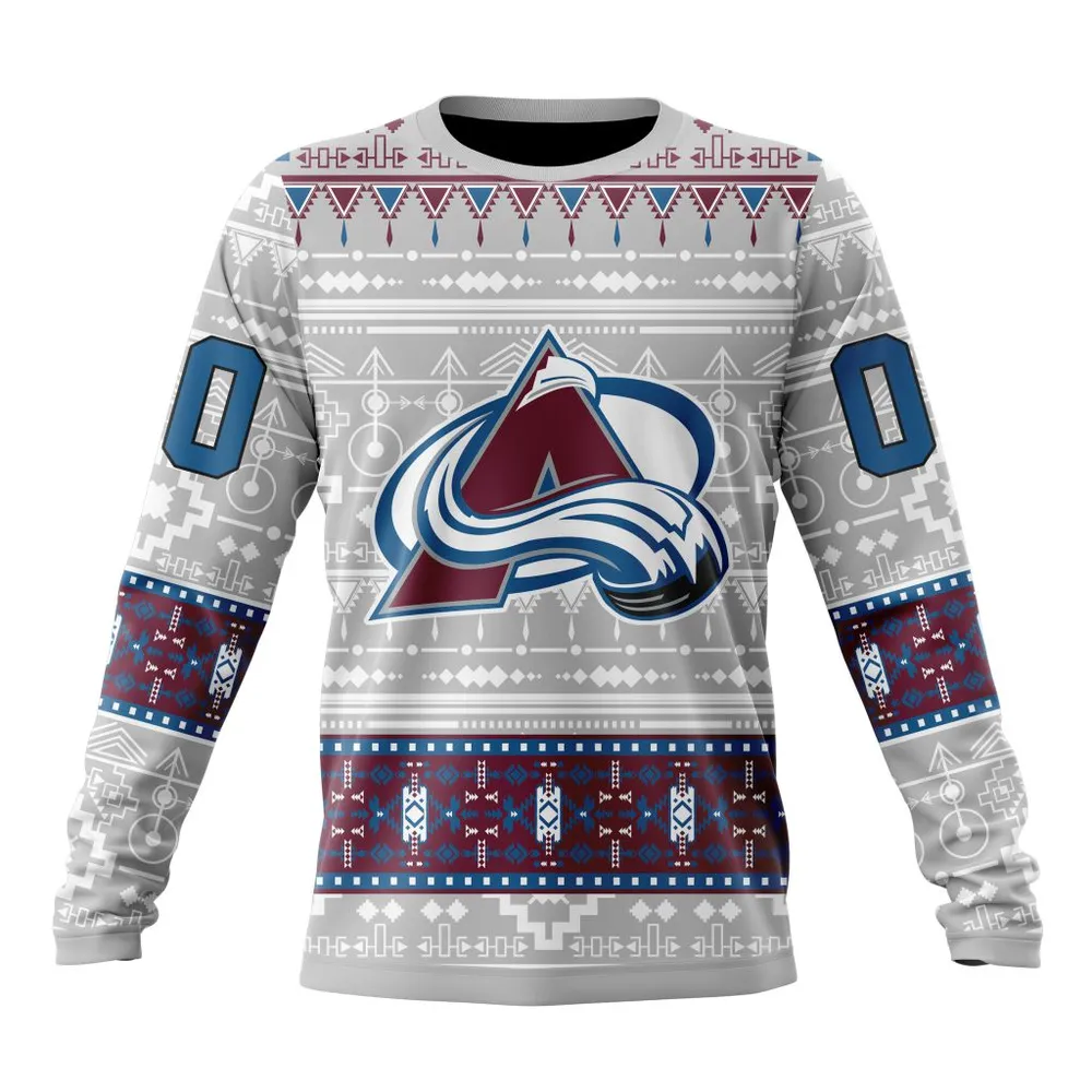 NHL Colorado Avalanche Special Native Design St2302 Long Sleeved Sweatshirt 