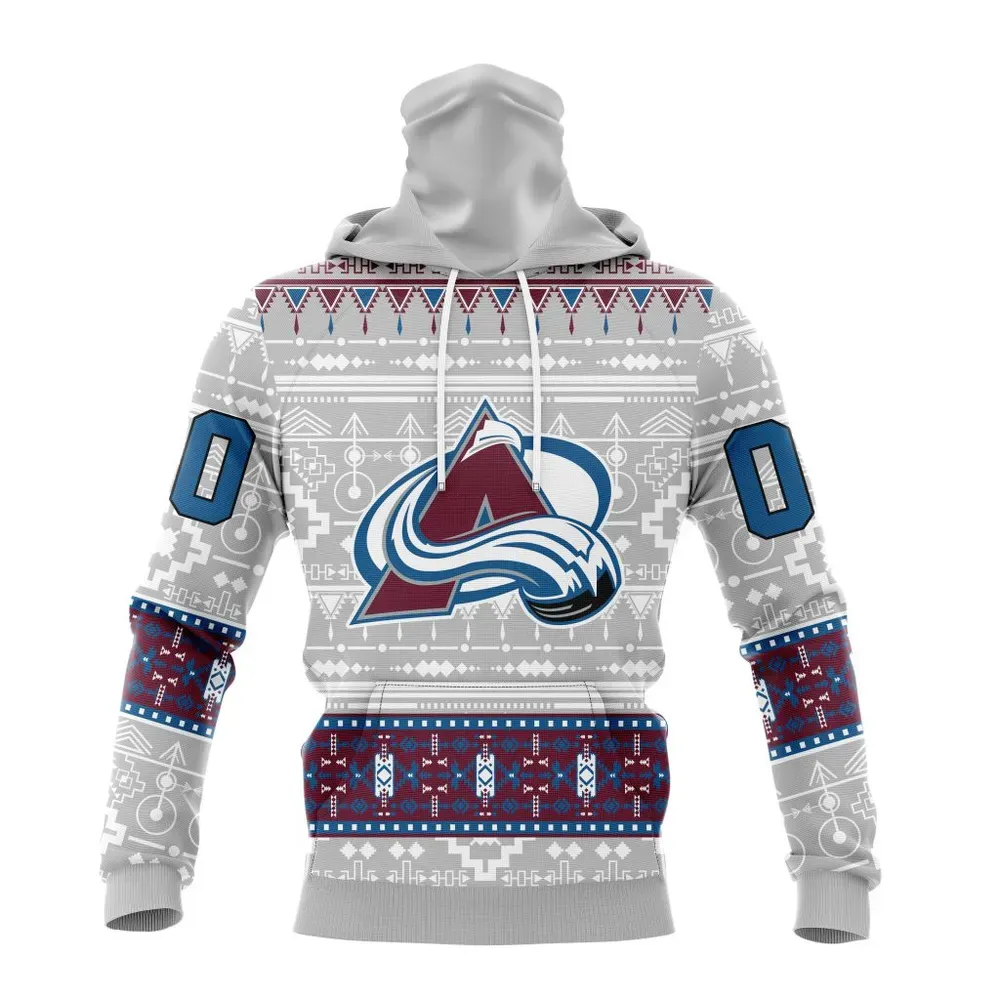 NHL Colorado Avalanche Special Native Design St2302 Mask Hoodie