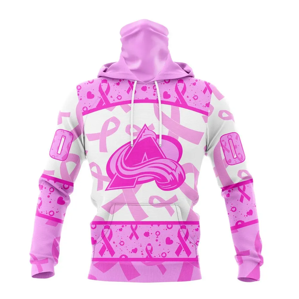 NHL Colorado Avalanche Special Pink October Breast Cancer Awareness Month St2302 Mask Hoodie