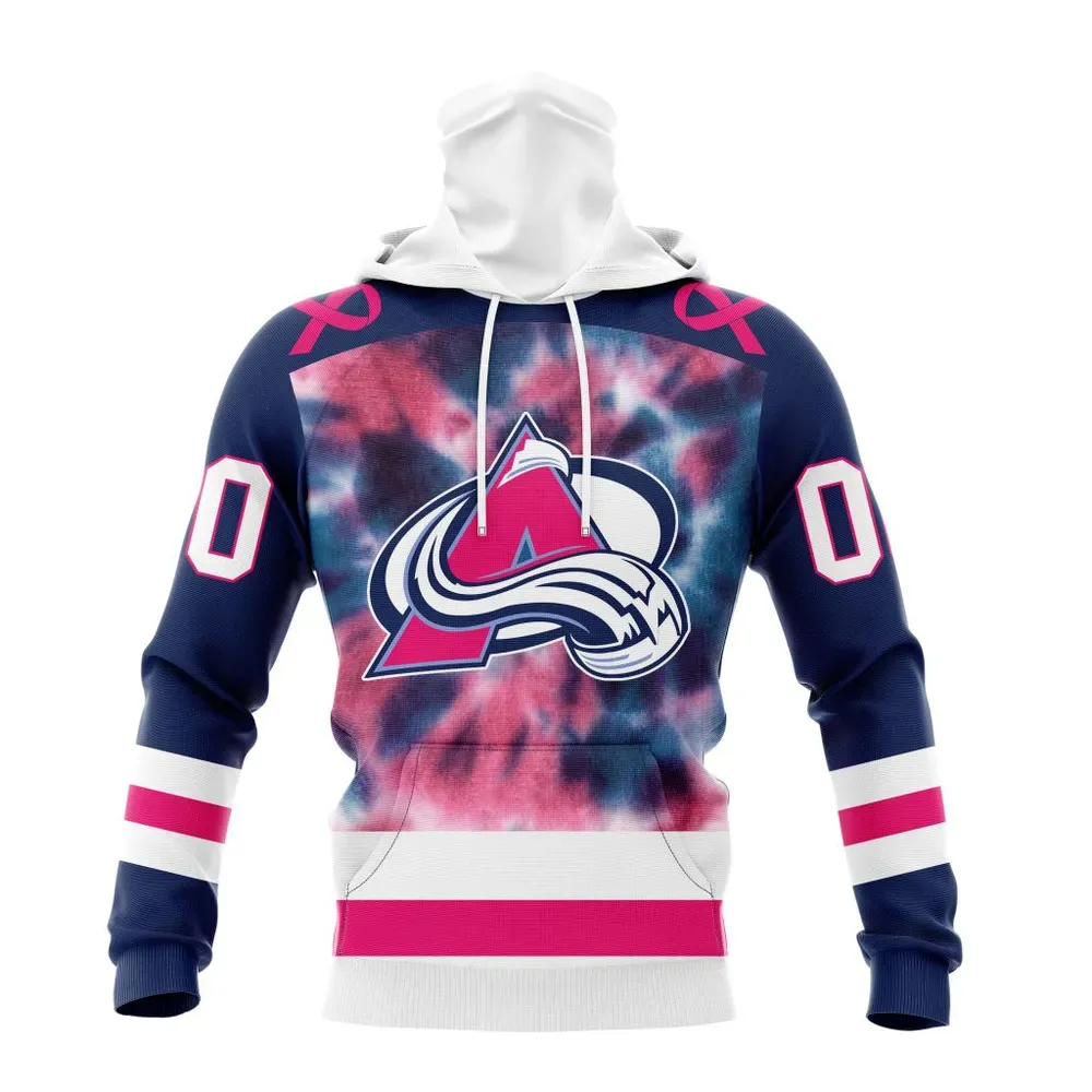 NHL Colorado Avalanche Special Pink October Fight Breast Cancer St2303 Mask Hoodie