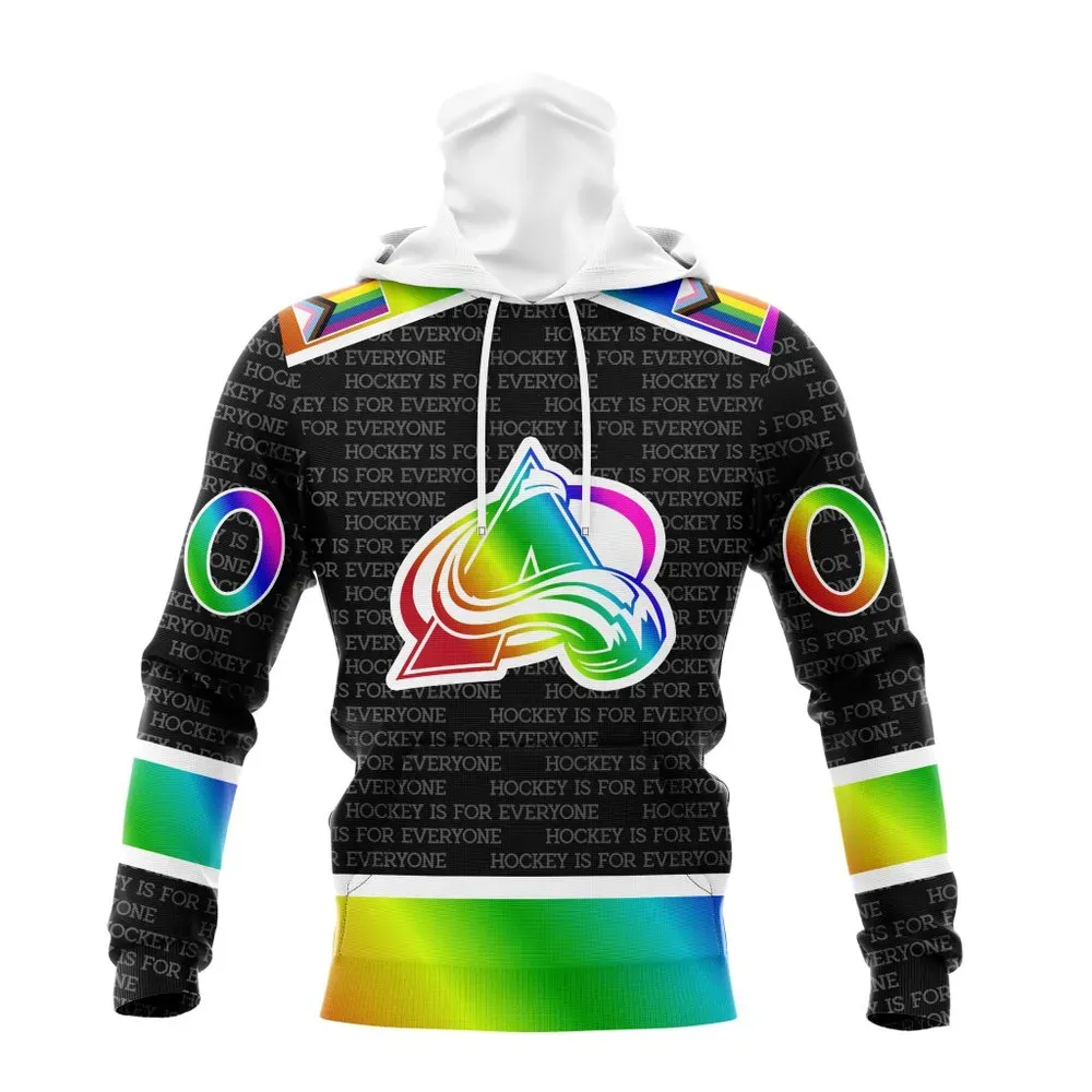 NHL Colorado Avalanche Special Pride Design Hockey Is For Everyone Mask Hoodie