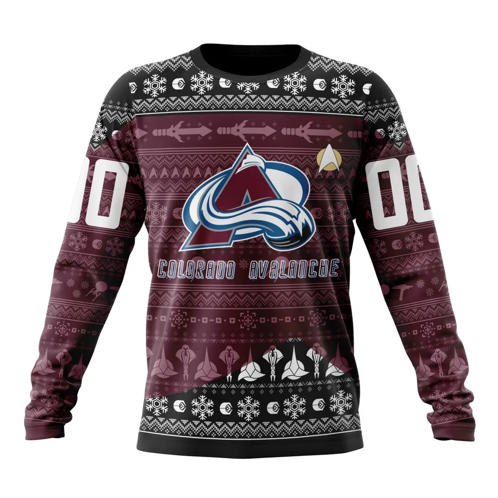 NHL Colorado Avalanche Special Star Trek Design St2201 Long Sleeved Sweatshirt 