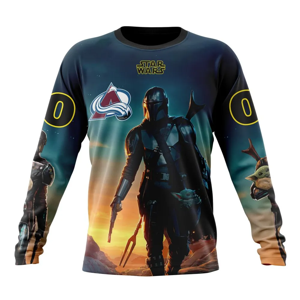 NHL Colorado Avalanche Special Star Wars The Mandalorian Design St2401 Long Sleeved Sweatshirt 