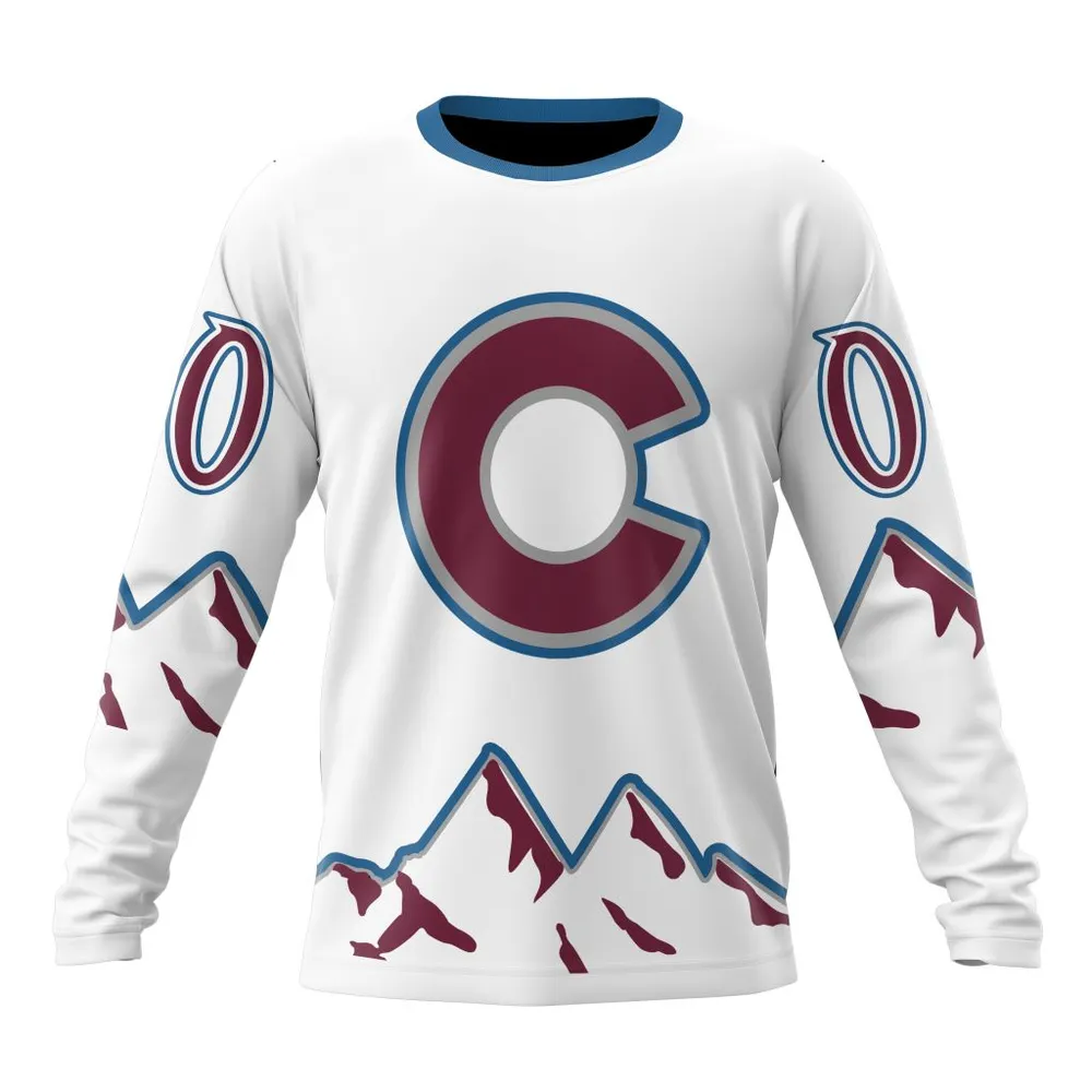 NHL Colorado Avalanche Special Whiteout Design St2401 Long Sleeved Sweatshirt 