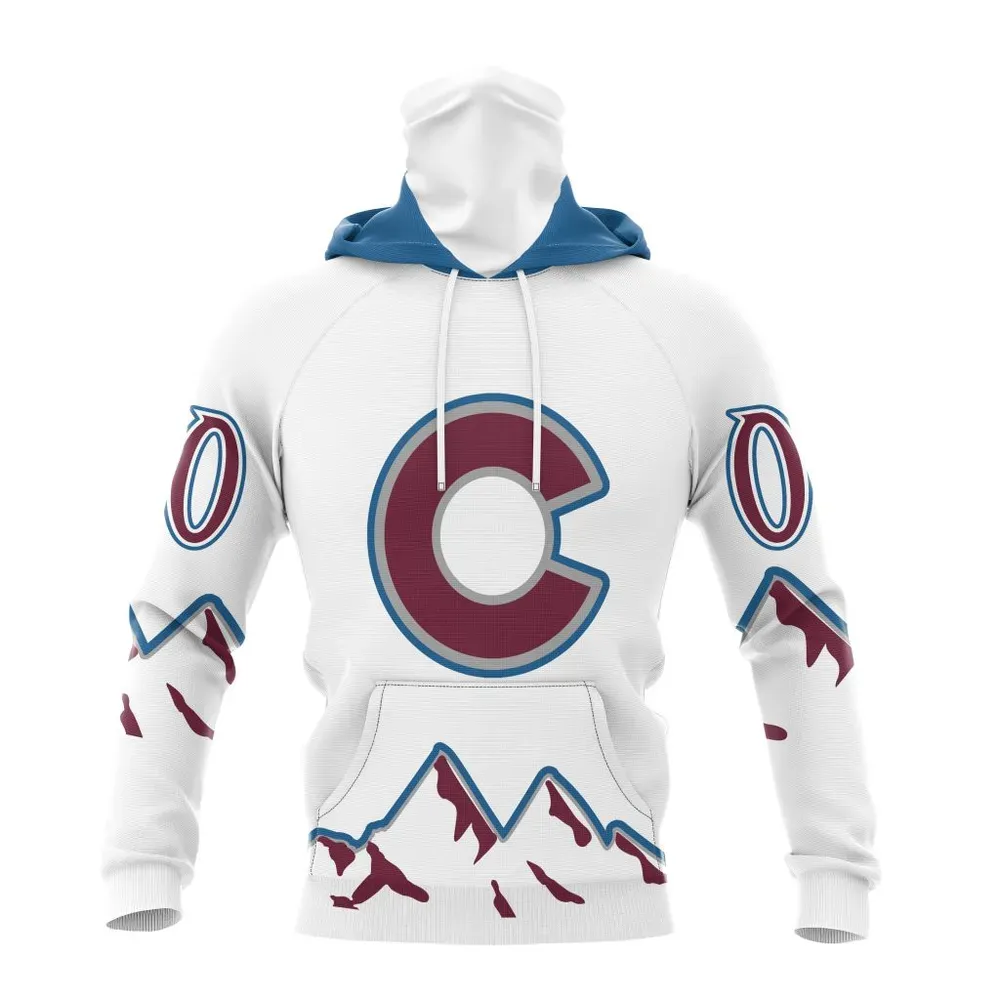 NHL Colorado Avalanche Special Whiteout Design St2401 Mask Hoodie