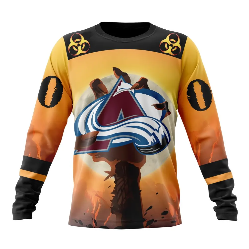 NHL Colorado Avalanche Special Zombie Design For Halloween St2305 Long Sleeved Sweatshirt 