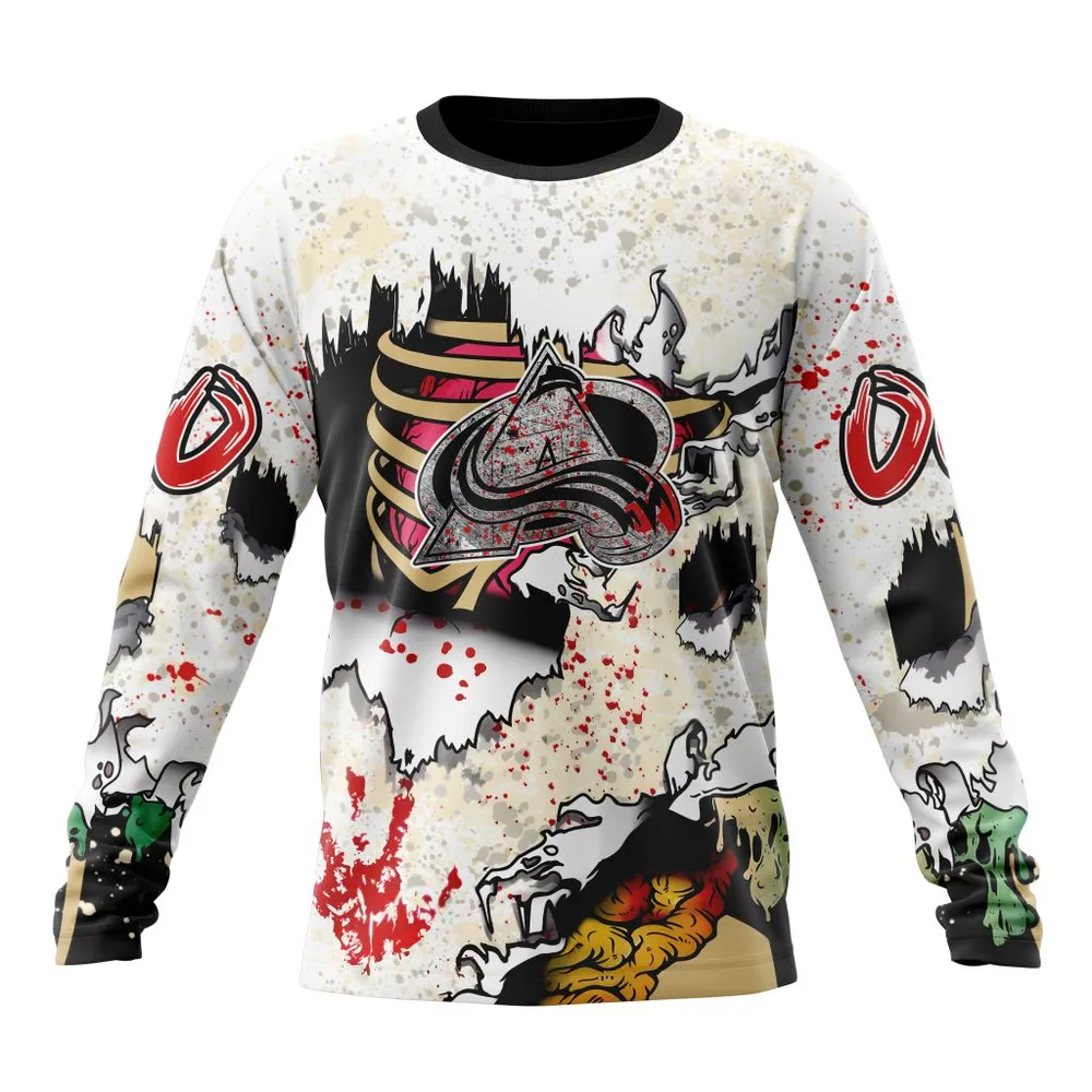 NHL Colorado Avalanche Special Zombie Style For Halloween St2304 Long Sleeved Sweatshirt 