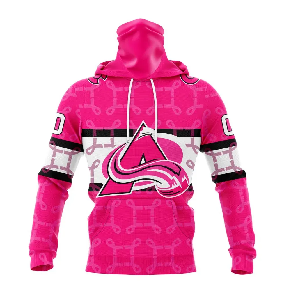 NHL Colorado Avalanche | Specialized Design I Pink I Can! In October We Wear Pink Breast Cancer Mask Hoodie