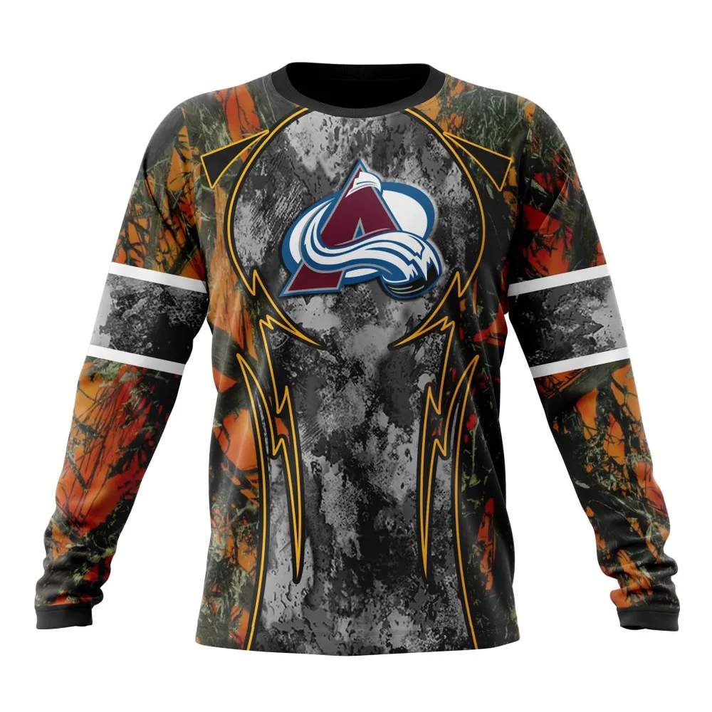 NHL Colorado Avalanche | Specialized Design Wih Camo Concepts For Hungting In Forest Long Sleeved Sweatshirt 