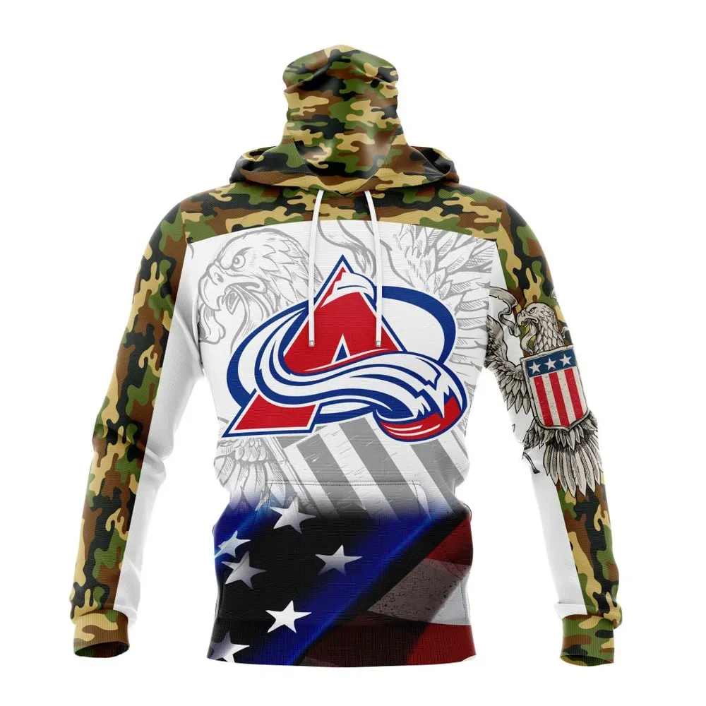 NHL Colorado Avalanche | Specialized Design With Our America Flag And Our America Eagle Mask Hoodie