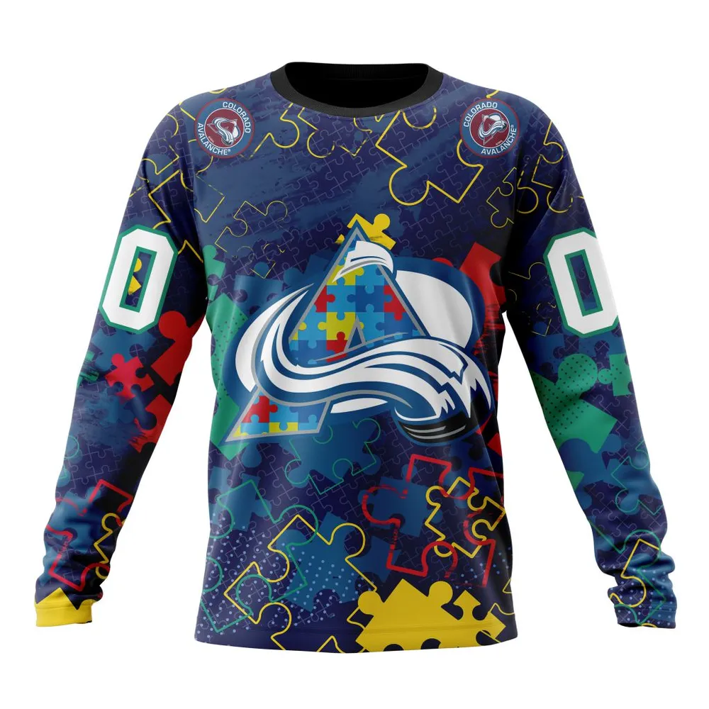 NHL Colorado Avalanche | Specialized Fearless Aganst Autism Long Sleeved Sweatshirt 