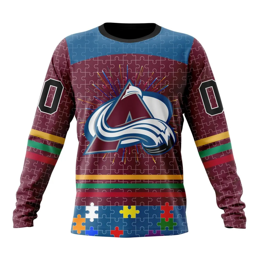 NHL Colorado Avalanche | Specialized Fearless Aganst Autism V0122 Long Sleeved Sweatshirt 