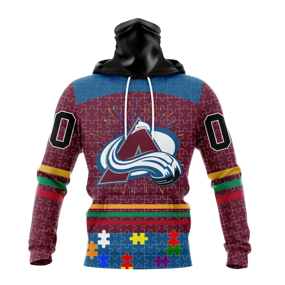 NHL Colorado Avalanche | Specialized Fearless Aganst Autism V0122 Mask Hoodie